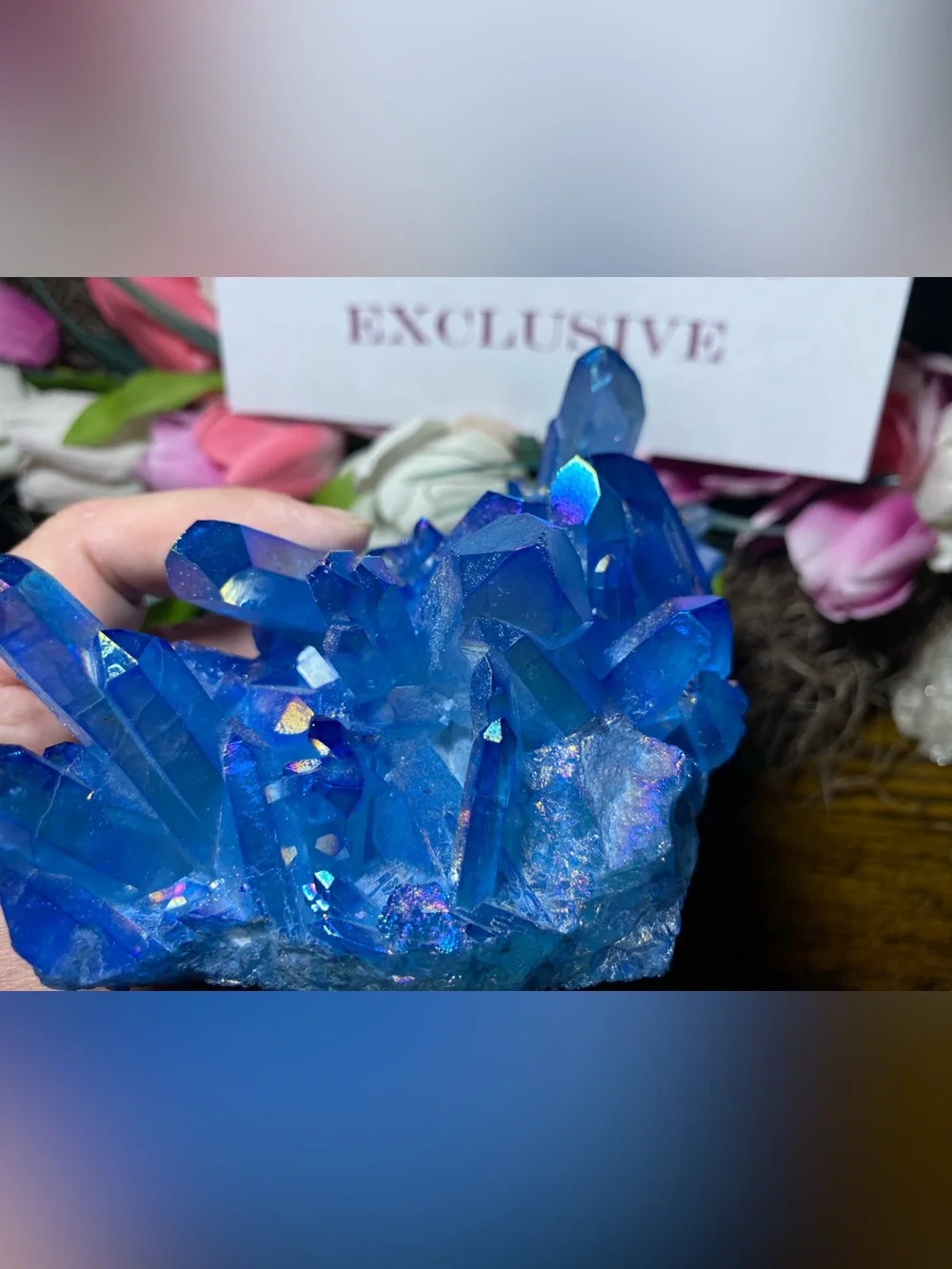 Large Aura Blue Quartz Points Cluster